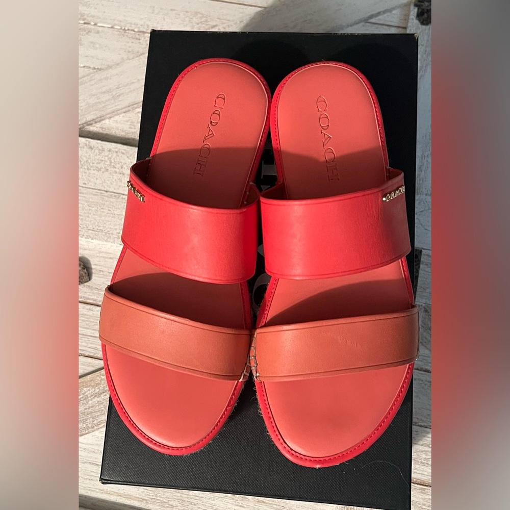 Coach Pink l/salmon Espadrille Shoes Summer Style - Picture 2 of 7
